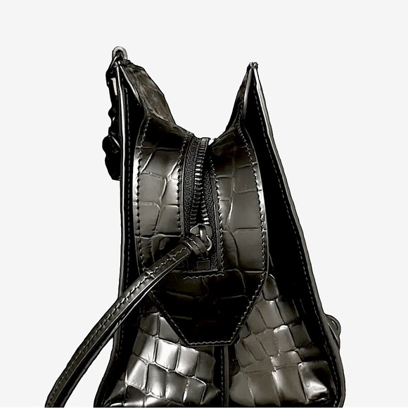 NEW AUTH BALENCIAGA CLASSIC NEO SMALL EMBOSSED CROC LEATHER GUNMETAL MED BAG - Picture 10 of 12